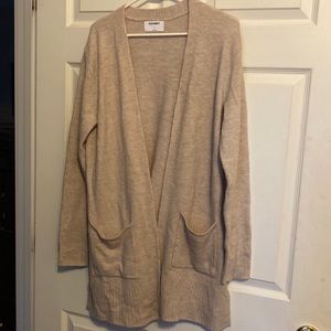 Open front cardigan tan